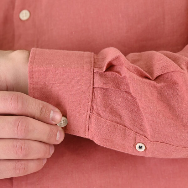 261GS-5191 SHIRT LINEN WITH MAO COLLAR AND LONG SLEEVES DUSTY CORAL