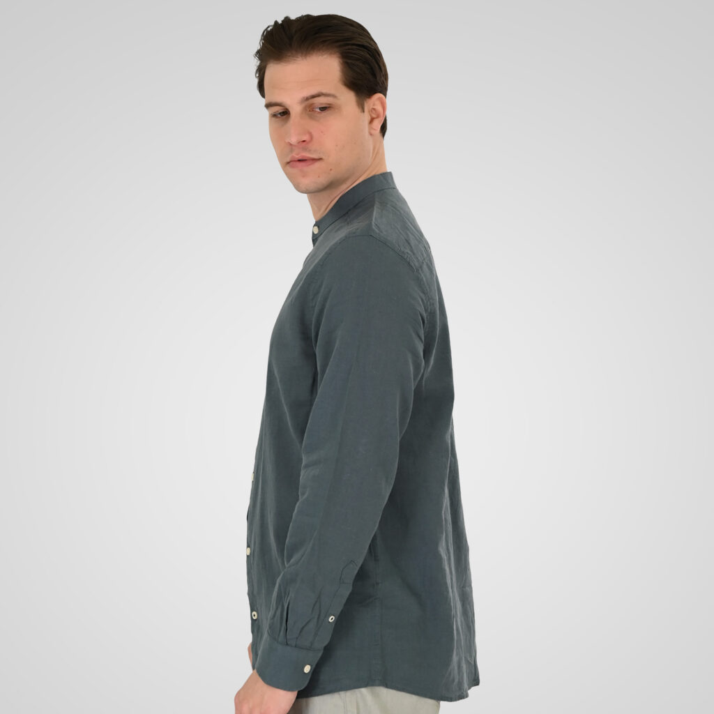 261GS-5191 SHIRT LINEN WITH MAO COLLAR AND LONG SLEEVES STONE BLUE