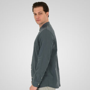 261GS-5191 SHIRT LINEN WITH MAO COLLAR AND LONG SLEEVES STONE BLUE - Image 3