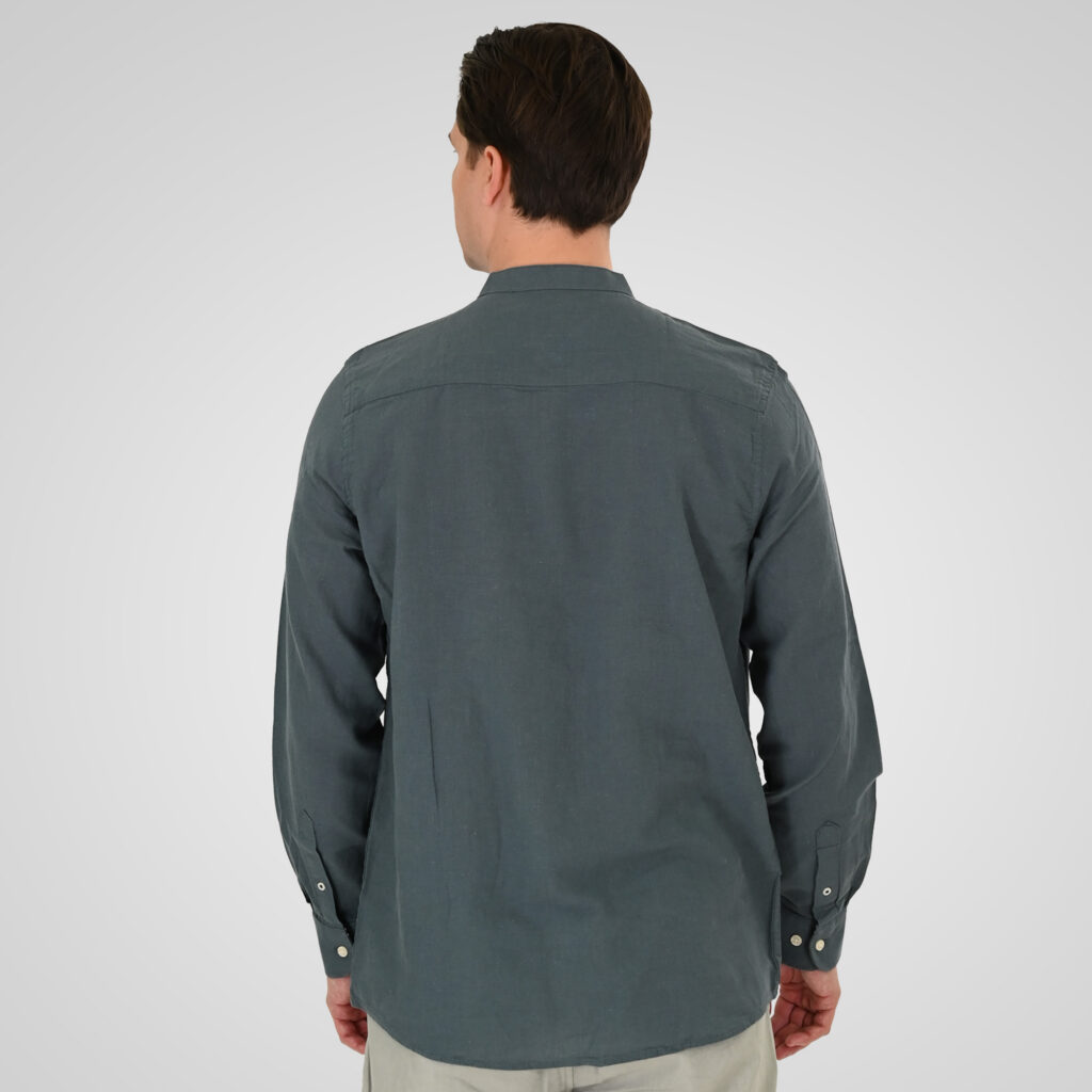 261GS-5191 SHIRT LINEN WITH MAO COLLAR AND LONG SLEEVES STONE BLUE