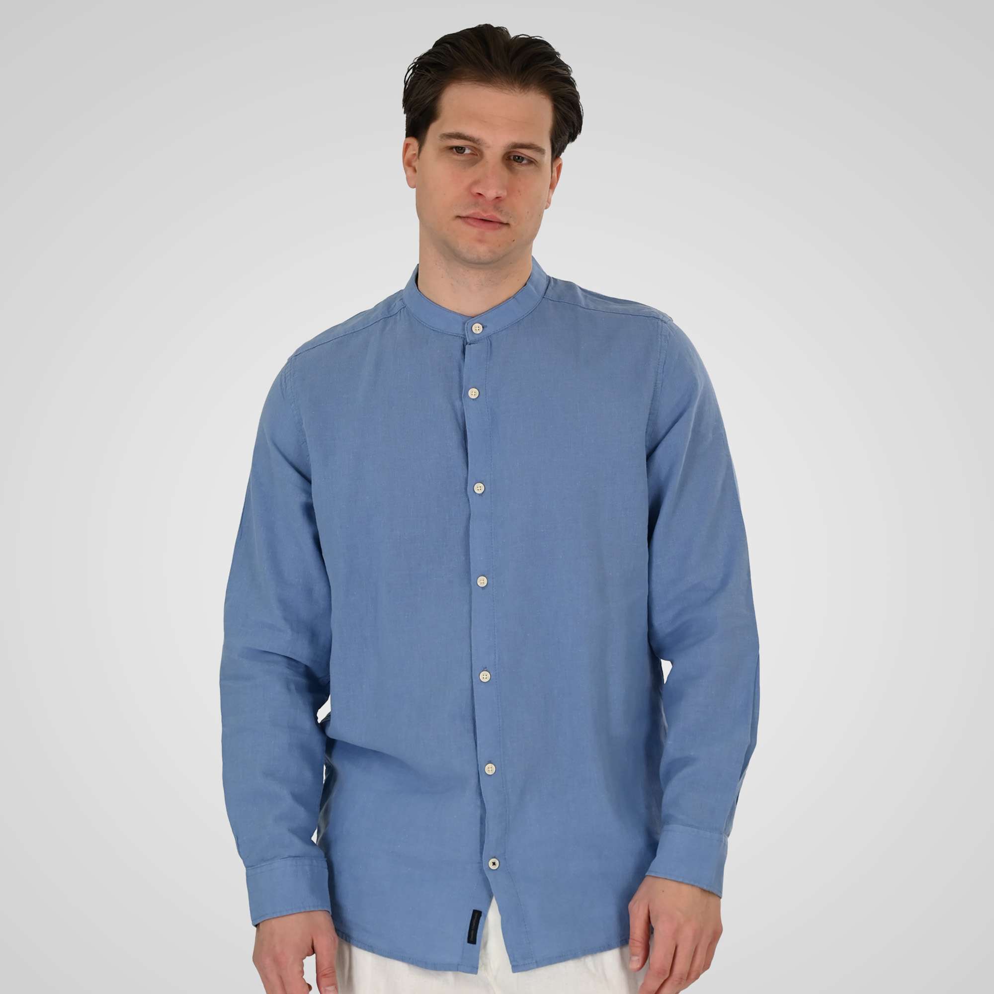 261GS-5191 SHIRT LINEN WITH MAO COLLAR AND LONG SLEEVES CIEL - Image 1