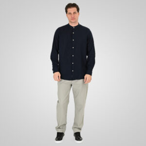 261GS-5191 SHIRT LINEN WITH MAO COLLAR AND LONG SLEEVES NAVY