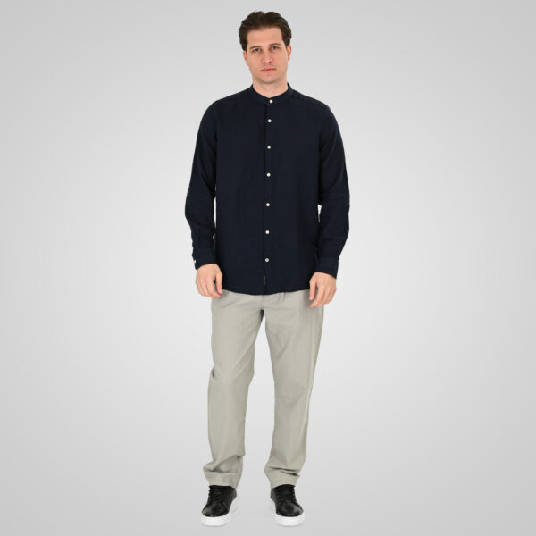 261GS-5191 SHIRT LINEN WITH MAO COLLAR AND LONG SLEEVES NAVY