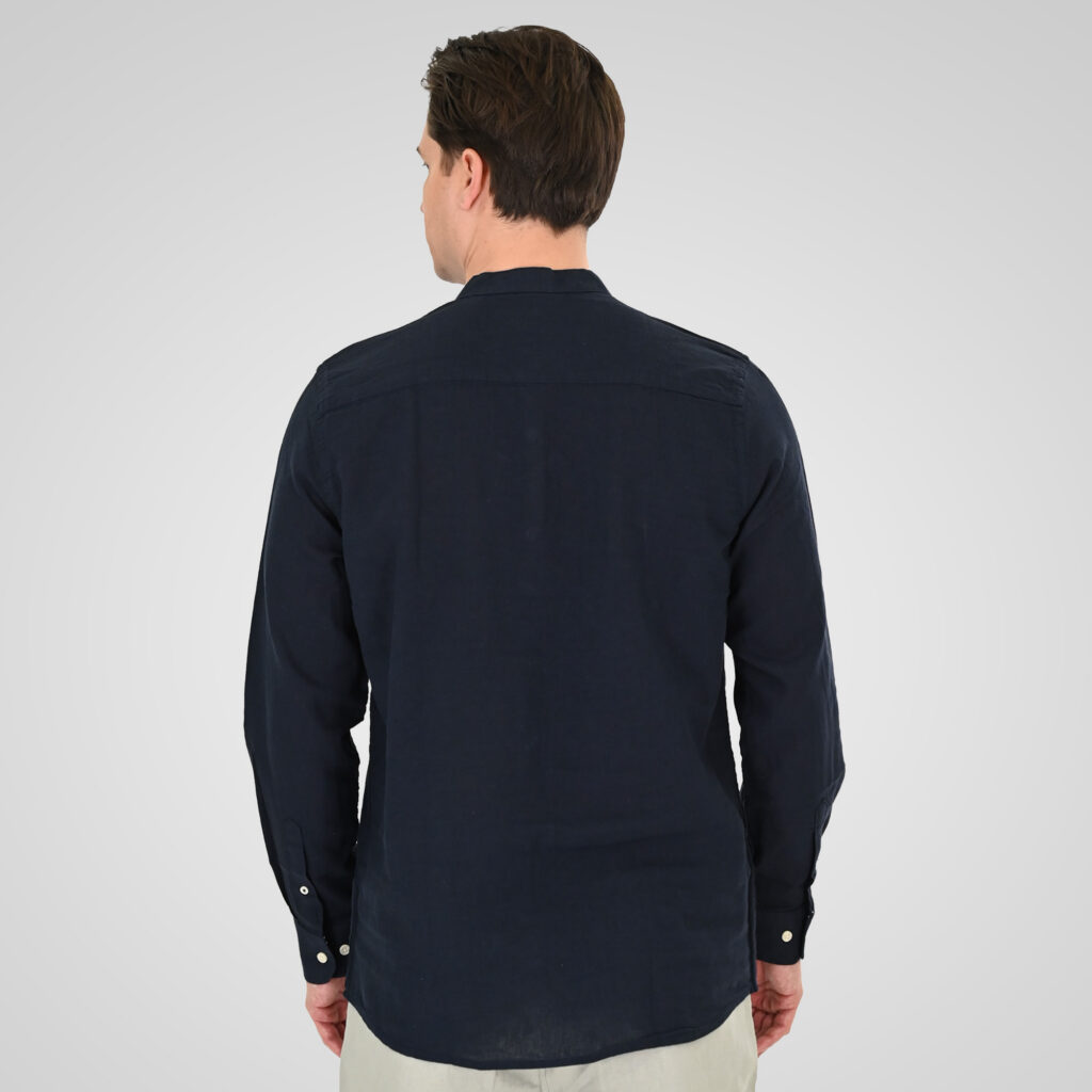 261GS-5191 SHIRT LINEN WITH MAO COLLAR AND LONG SLEEVES NAVY