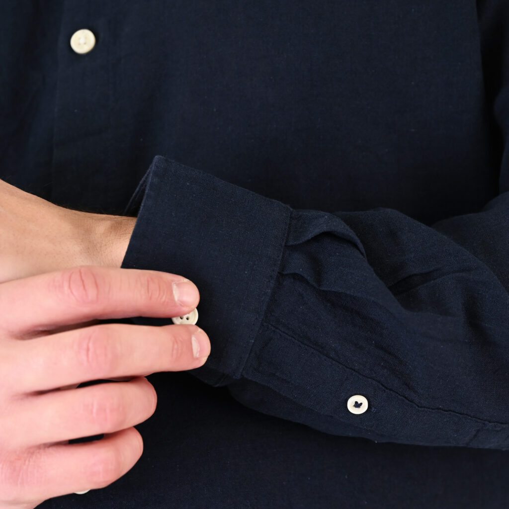 261GS-5191 SHIRT LINEN WITH MAO COLLAR AND LONG SLEEVES NAVY