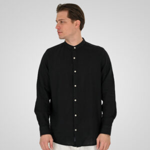 261GS-5191 SHIRT LINEN WITH MAO COLLAR AND LONG SLEEVES BLACK