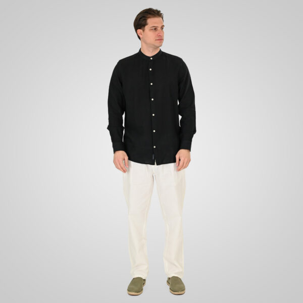 261GS-5191 SHIRT LINEN WITH MAO COLLAR AND LONG SLEEVES BLACK