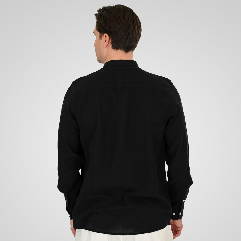 261GS-5191 SHIRT LINEN WITH MAO COLLAR AND LONG SLEEVES BLACK