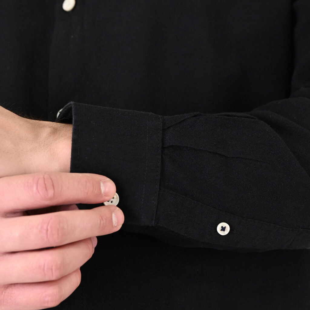 261GS-5191 SHIRT LINEN WITH MAO COLLAR AND LONG SLEEVES BLACK