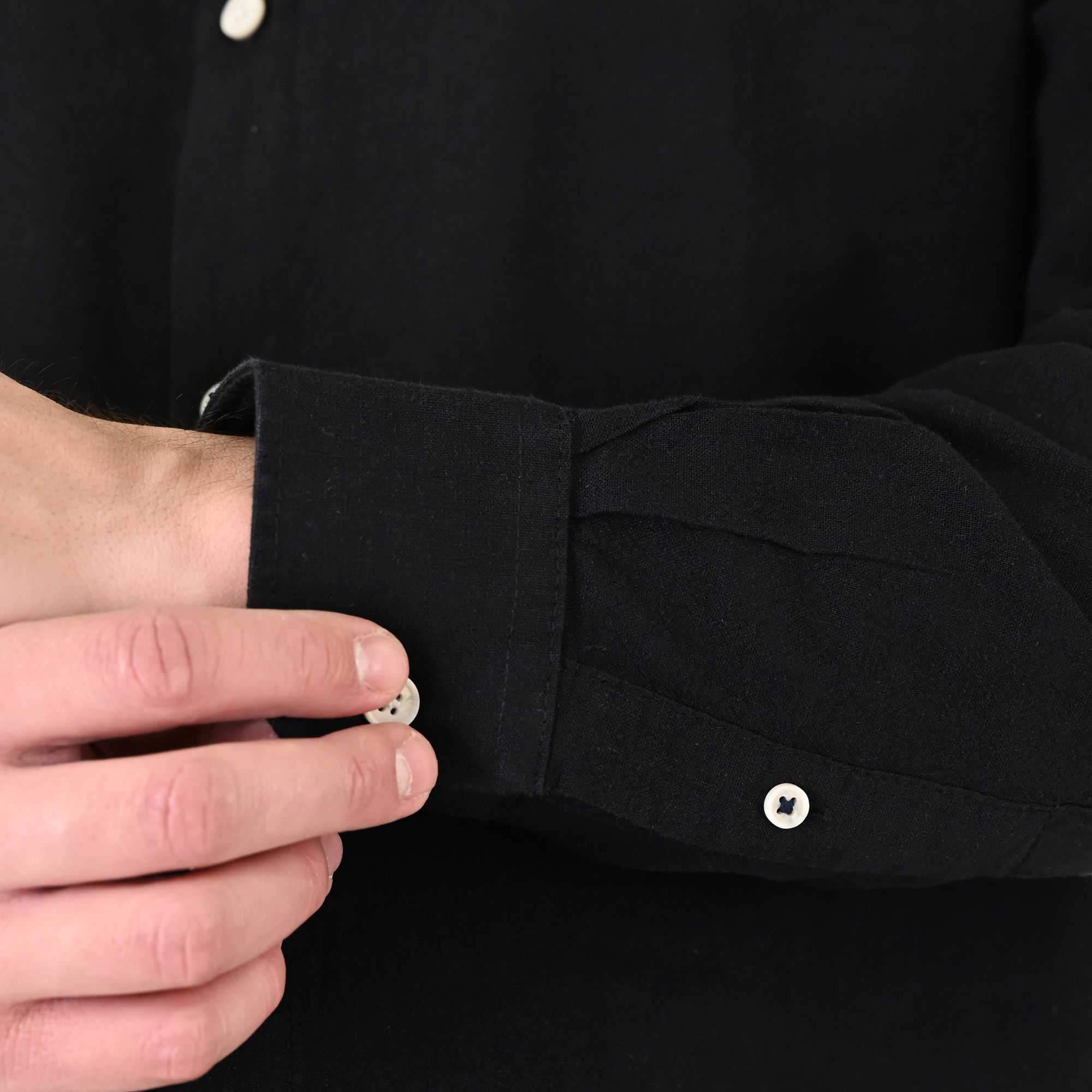 261GS-5191 SHIRT LINEN WITH MAO COLLAR AND LONG SLEEVES BLACK - Image 6