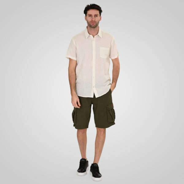 261GS-5192 SHIRT LINEN WITH CHEST POCKET AND SHORT SLEEVES LINEN WHITE