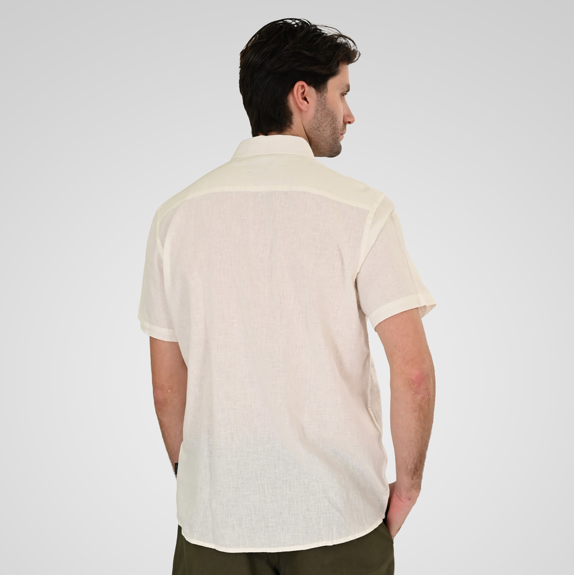 261GS-5192 SHIRT LINEN WITH CHEST POCKET AND SHORT SLEEVES LINEN WHITE - Image 4