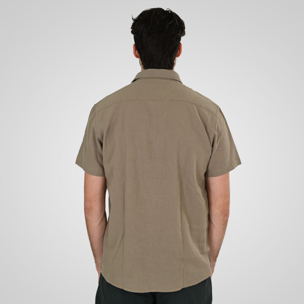 261GS-5192 SHIRT LINEN WITH CHEST POCKET AND SHORT SLEEVES TAUPE