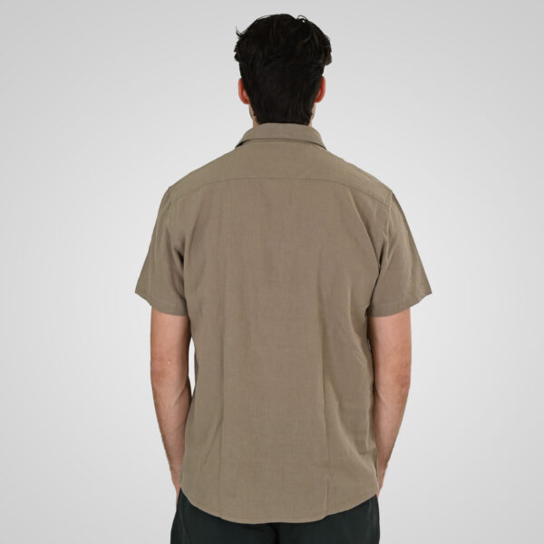 261GS-5192 SHIRT LINEN WITH CHEST POCKET AND SHORT SLEEVES TAUPE