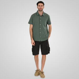 261GS-5192 SHIRT LINEN WITH CHEST POCKET AND SHORT SLEEVES PALM GREEN