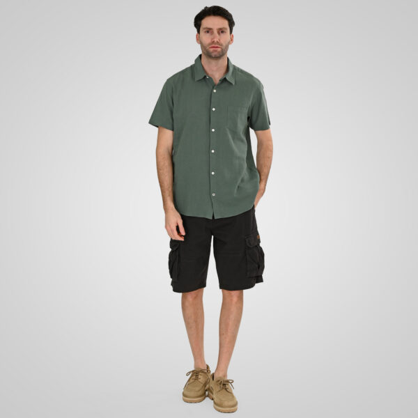 261GS-5192 SHIRT LINEN WITH CHEST POCKET AND SHORT SLEEVES PALM GREEN