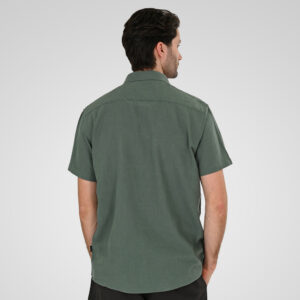 261GS-5192 SHIRT LINEN WITH CHEST POCKET AND SHORT SLEEVES PALM GREEN - Image 4