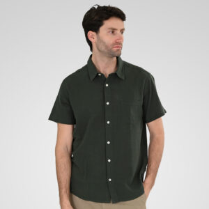 261GS-5192 SHIRT LINEN WITH CHEST POCKET AND SHORT SLEEVES FOREST - Image 1