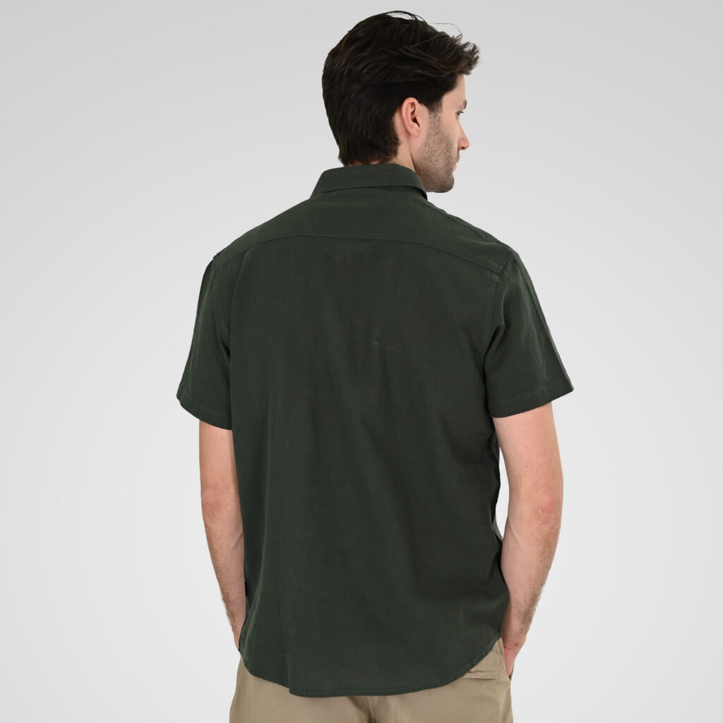 261GS-5192 SHIRT LINEN WITH CHEST POCKET AND SHORT SLEEVES FOREST