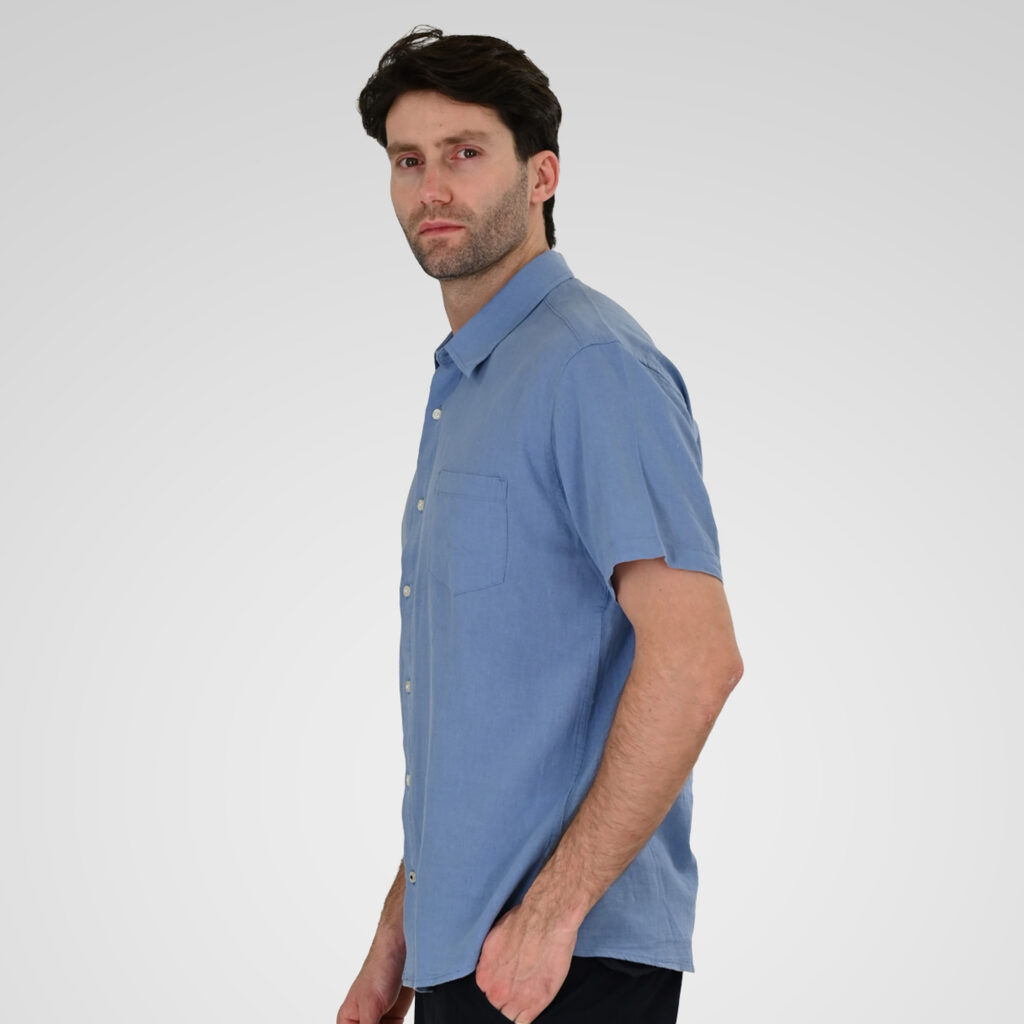 261GS-5192 SHIRT LINEN WITH CHEST POCKET AND SHORT SLEEVES CIEL