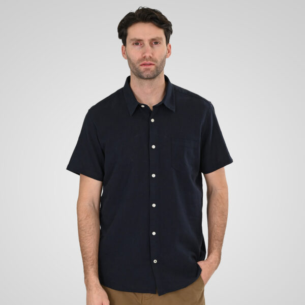 261GS-5192 SHIRT LINEN WITH CHEST POCKET AND SHORT SLEEVES NAVY