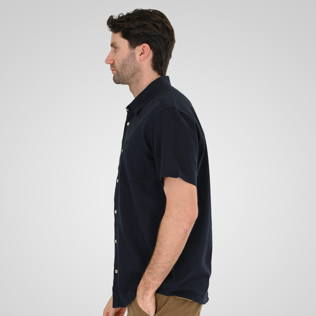 261GS-5192 SHIRT LINEN WITH CHEST POCKET AND SHORT SLEEVES NAVY
