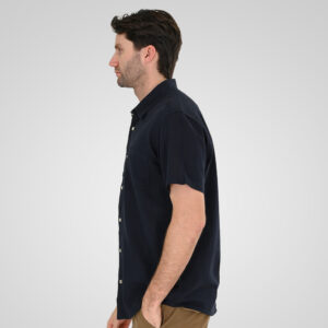 261GS-5192 SHIRT LINEN WITH CHEST POCKET AND SHORT SLEEVES NAVY - Image 3