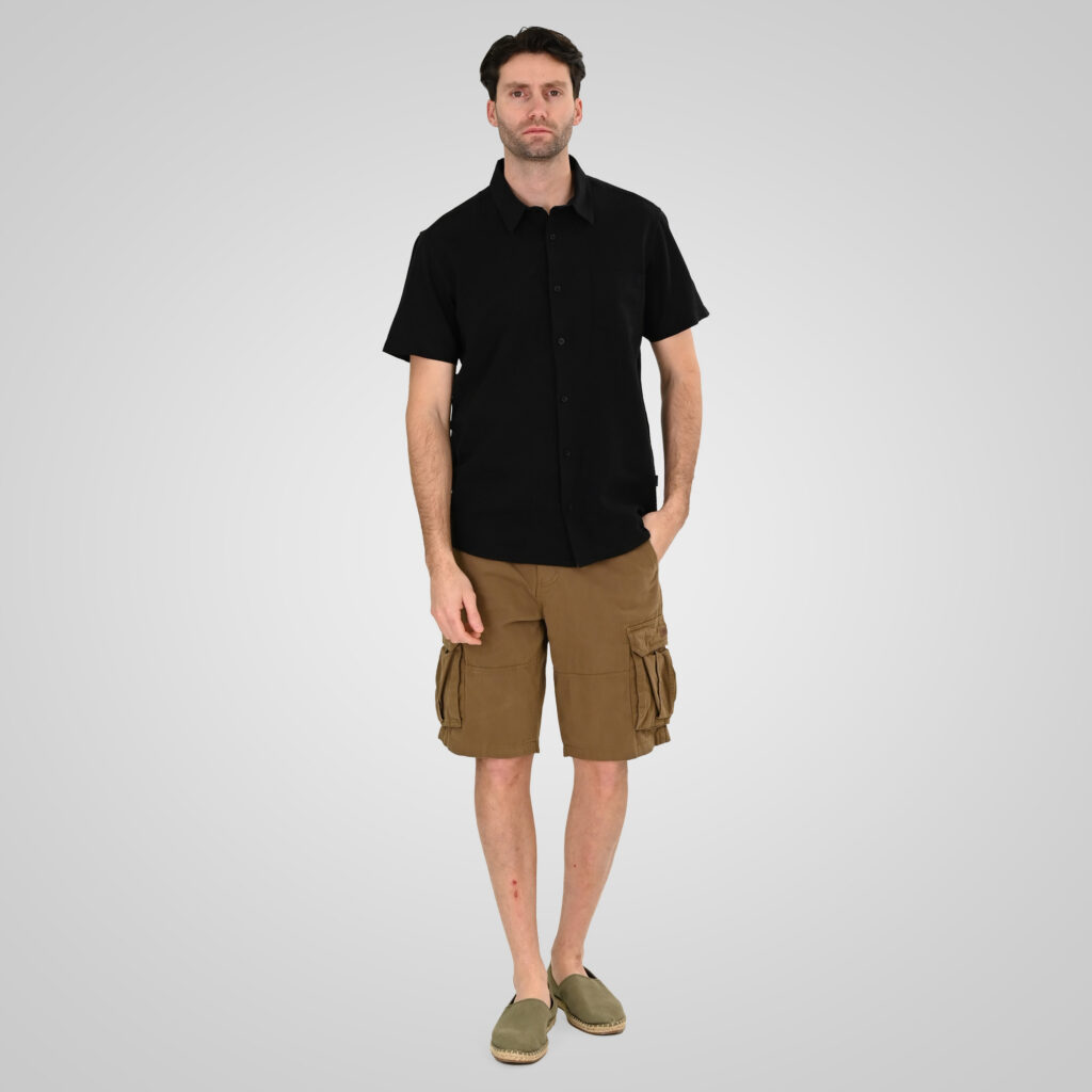 261GS-5192 SHIRT LINEN WITH CHEST POCKET AND SHORT SLEEVES BLACK