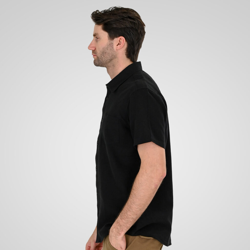 261GS-5192 SHIRT LINEN WITH CHEST POCKET AND SHORT SLEEVES BLACK