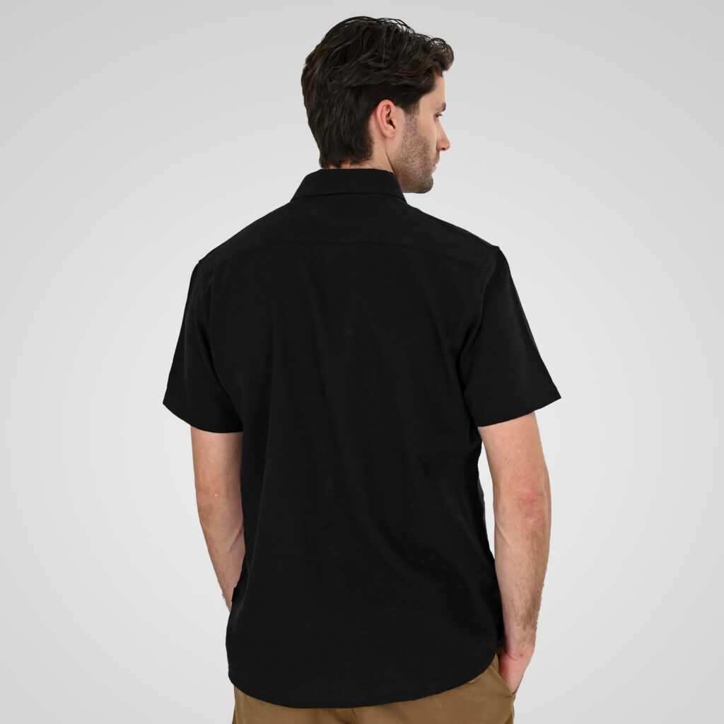 261GS-5192 SHIRT LINEN WITH CHEST POCKET AND SHORT SLEEVES BLACK