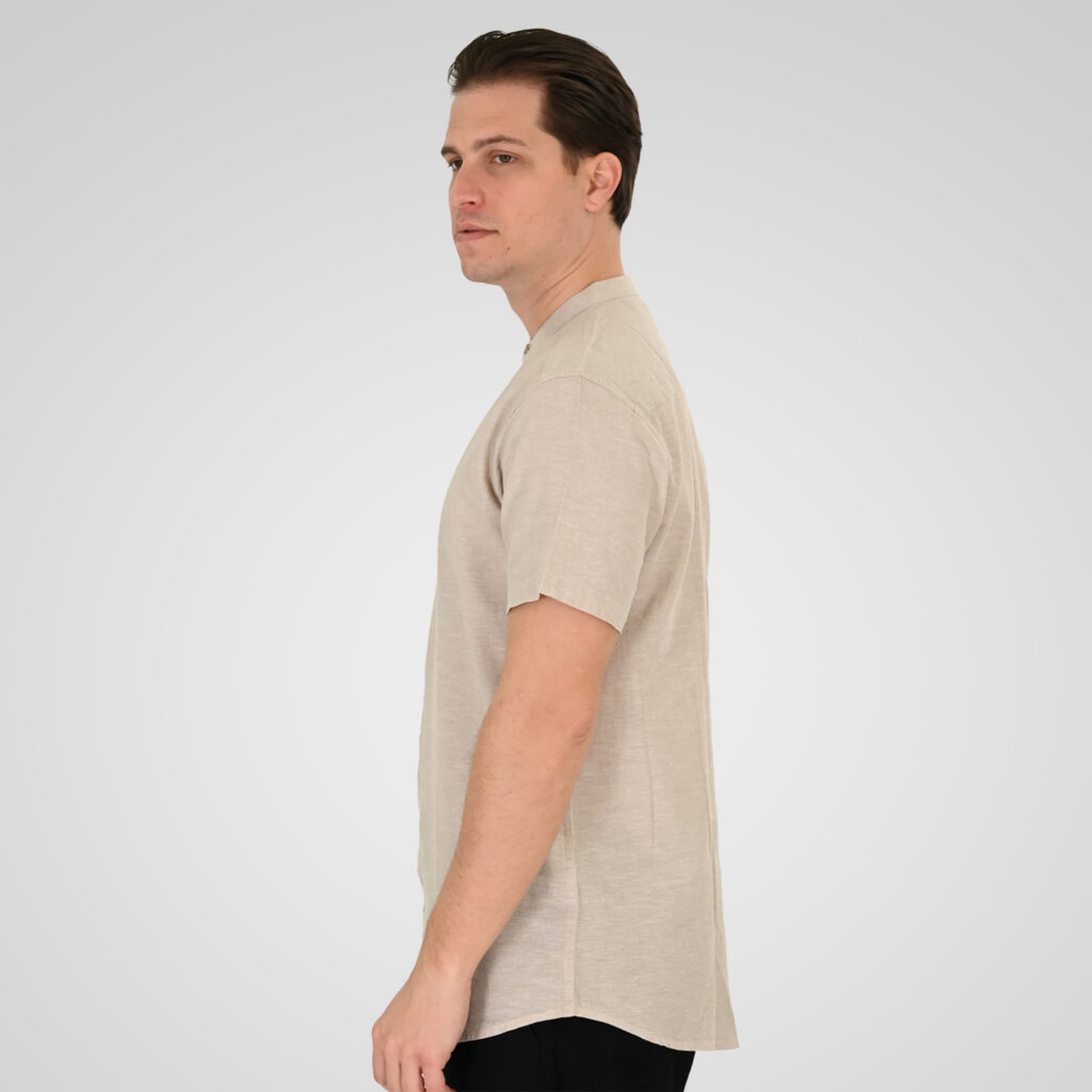261GS-5194 SHIRT LINEN WITH MAO COLLAR AND SHORT SLEEVES BEIGE