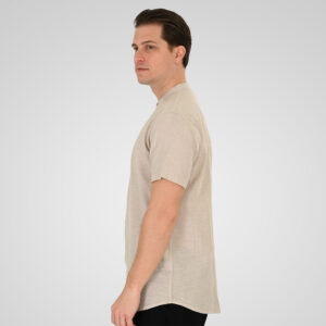 261GS-5194 SHIRT LINEN WITH MAO COLLAR AND SHORT SLEEVES BEIGE - Image 3