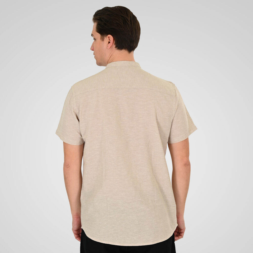261GS-5194 SHIRT LINEN WITH MAO COLLAR AND SHORT SLEEVES BEIGE