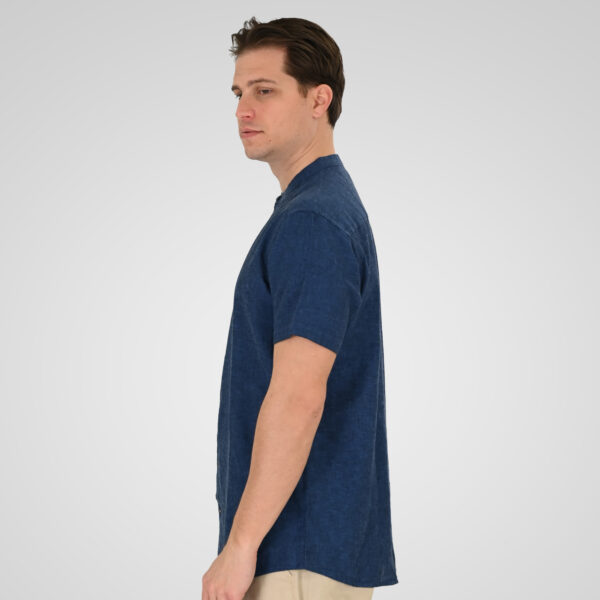 261GS-5194 SHIRT LINEN WITH MAO COLLAR AND SHORT SLEEVES INDIGO BLUE MELANGE