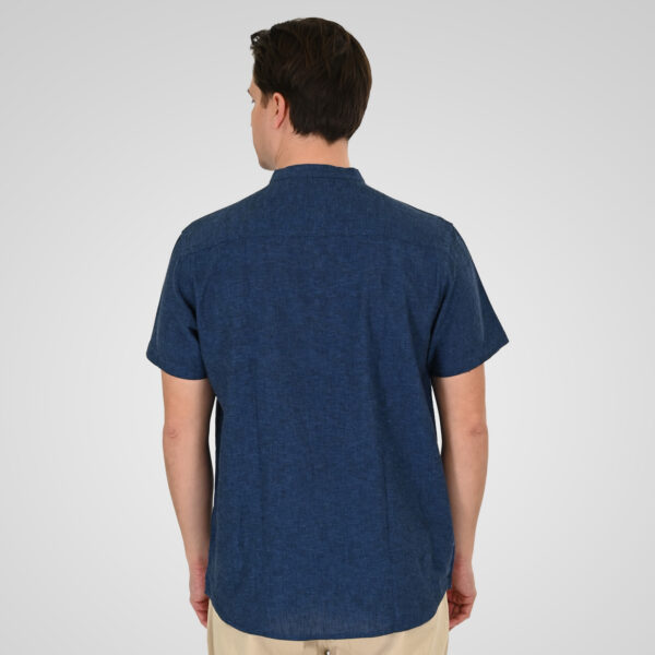 261GS-5194 SHIRT LINEN WITH MAO COLLAR AND SHORT SLEEVES INDIGO BLUE MELANGE
