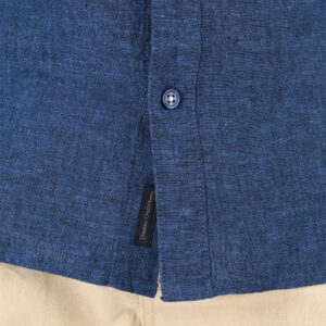 261GS-5194 SHIRT LINEN WITH MAO COLLAR AND SHORT SLEEVES INDIGO BLUE MELANGE - Image 5
