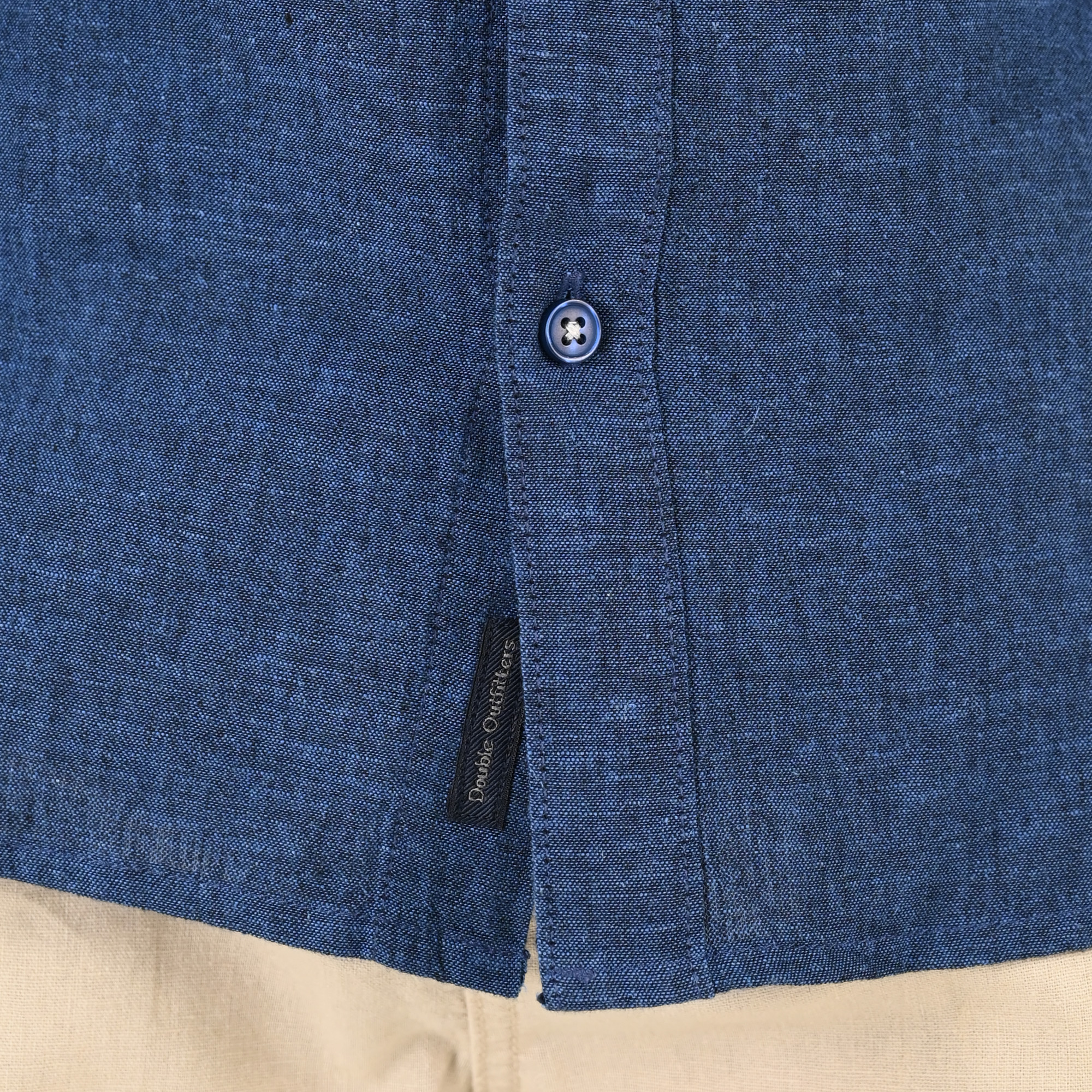 261GS-5194 SHIRT LINEN WITH MAO COLLAR AND SHORT SLEEVES INDIGO BLUE MELANGE - Image 5