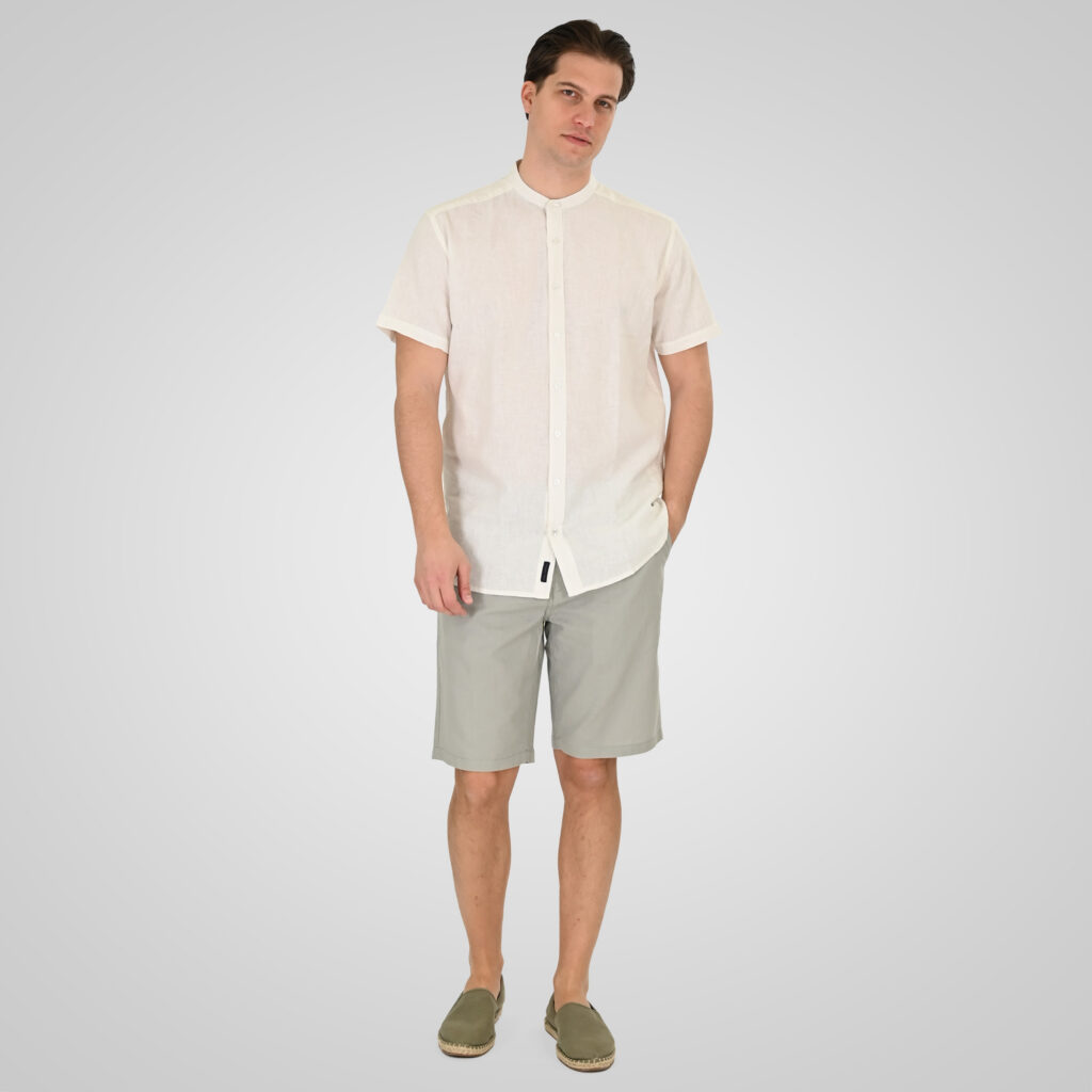 261GS-5194 SHIRT LINEN WITH MAO COLLAR AND SHORT SLEEVES LINEN WHITE