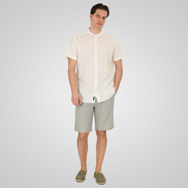 261GS-5194 SHIRT LINEN WITH MAO COLLAR AND SHORT SLEEVES LINEN WHITE