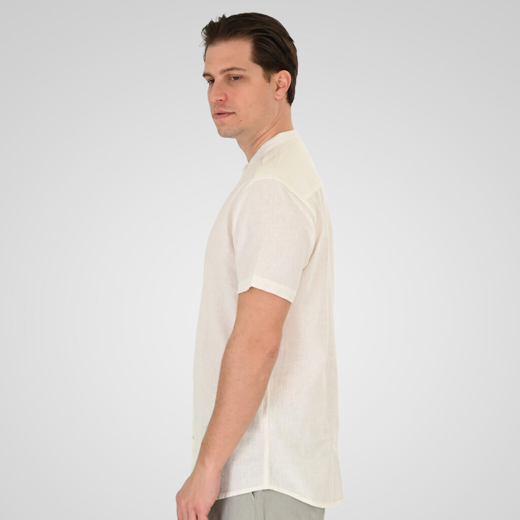 261GS-5194 SHIRT LINEN WITH MAO COLLAR AND SHORT SLEEVES LINEN WHITE