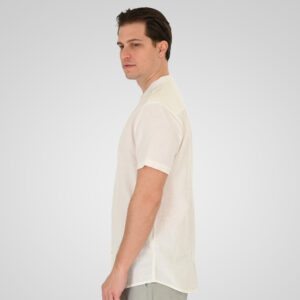 261GS-5194 SHIRT LINEN WITH MAO COLLAR AND SHORT SLEEVES LINEN WHITE - Image 3