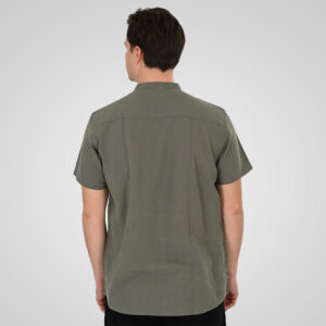 261GS-5194 SHIRT LINEN WITH MAO COLLAR AND SHORT SLEEVES OLIVE - Image 4