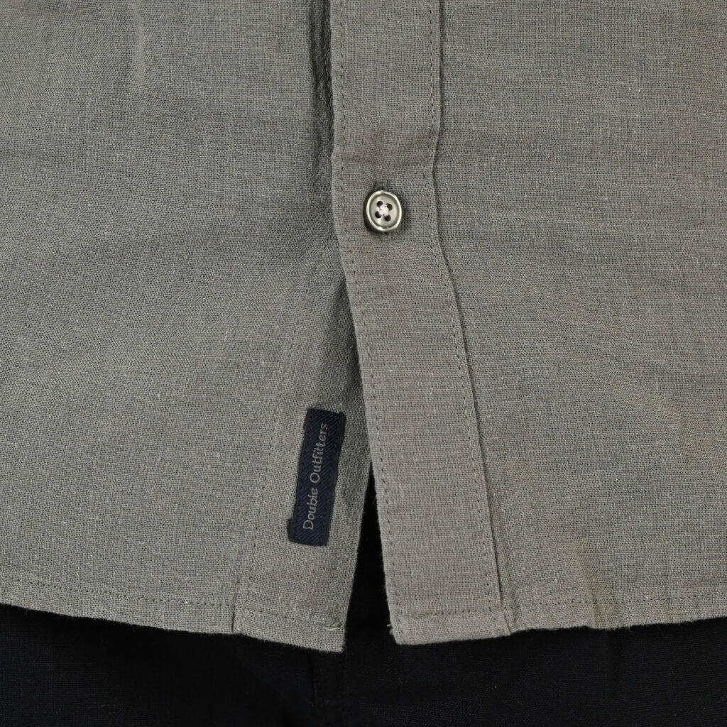 261GS-5194 SHIRT LINEN WITH MAO COLLAR AND SHORT SLEEVES OLIVE