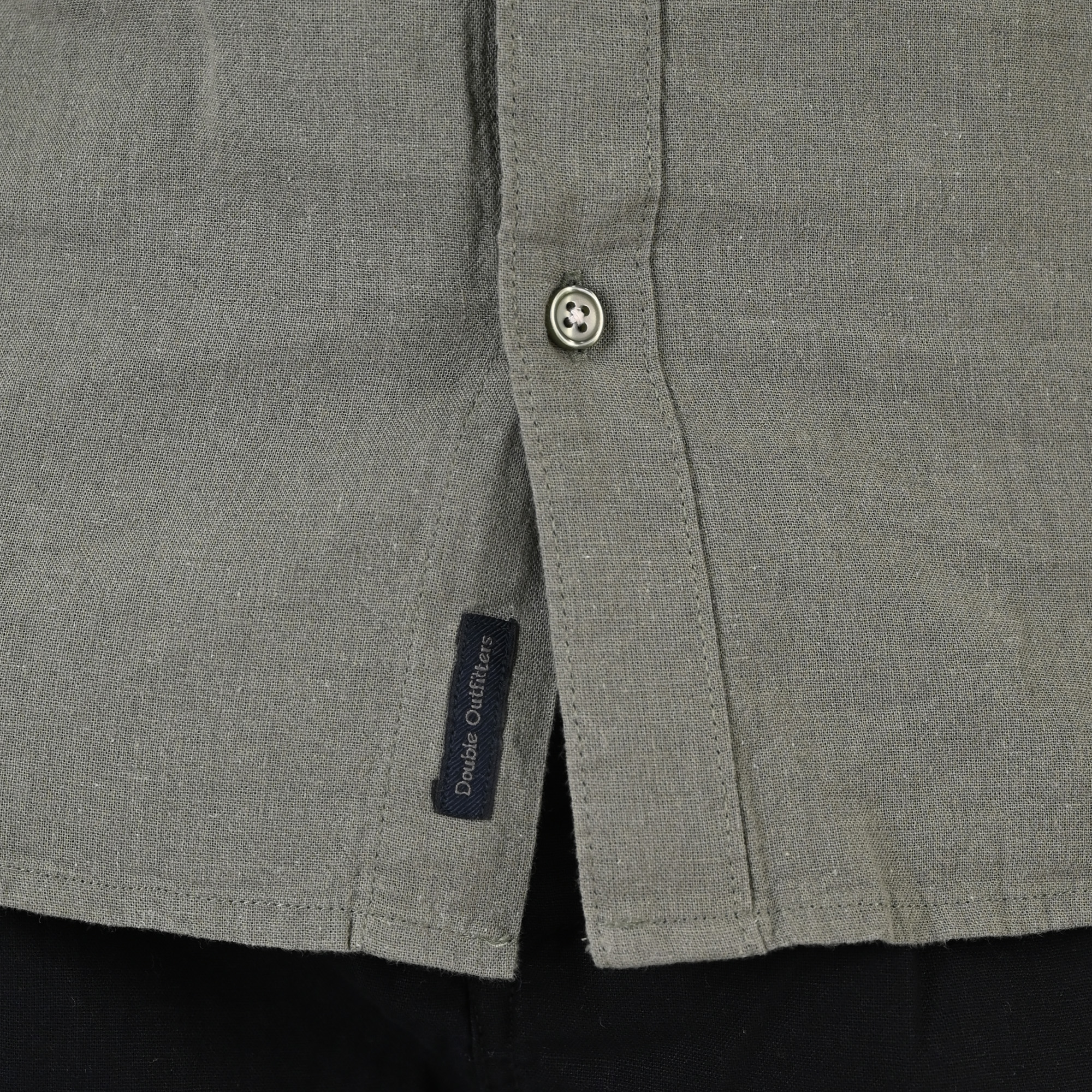 261GS-5194 SHIRT LINEN WITH MAO COLLAR AND SHORT SLEEVES OLIVE - Image 5