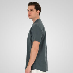 261GS-5194 SHIRT LINEN WITH MAO COLLAR AND SHORT SLEEVES STONE BLUE - Image 3