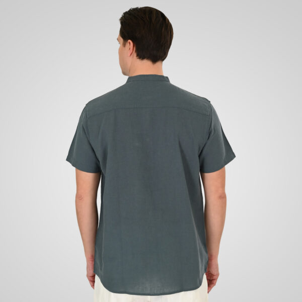 261GS-5194 SHIRT LINEN WITH MAO COLLAR AND SHORT SLEEVES STONE BLUE