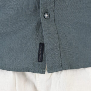 261GS-5194 SHIRT LINEN WITH MAO COLLAR AND SHORT SLEEVES STONE BLUE - Image 5