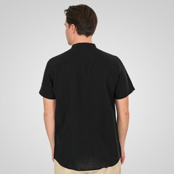 261GS-5194 SHIRT LINEN WITH MAO COLLAR AND SHORT SLEEVES BLACK