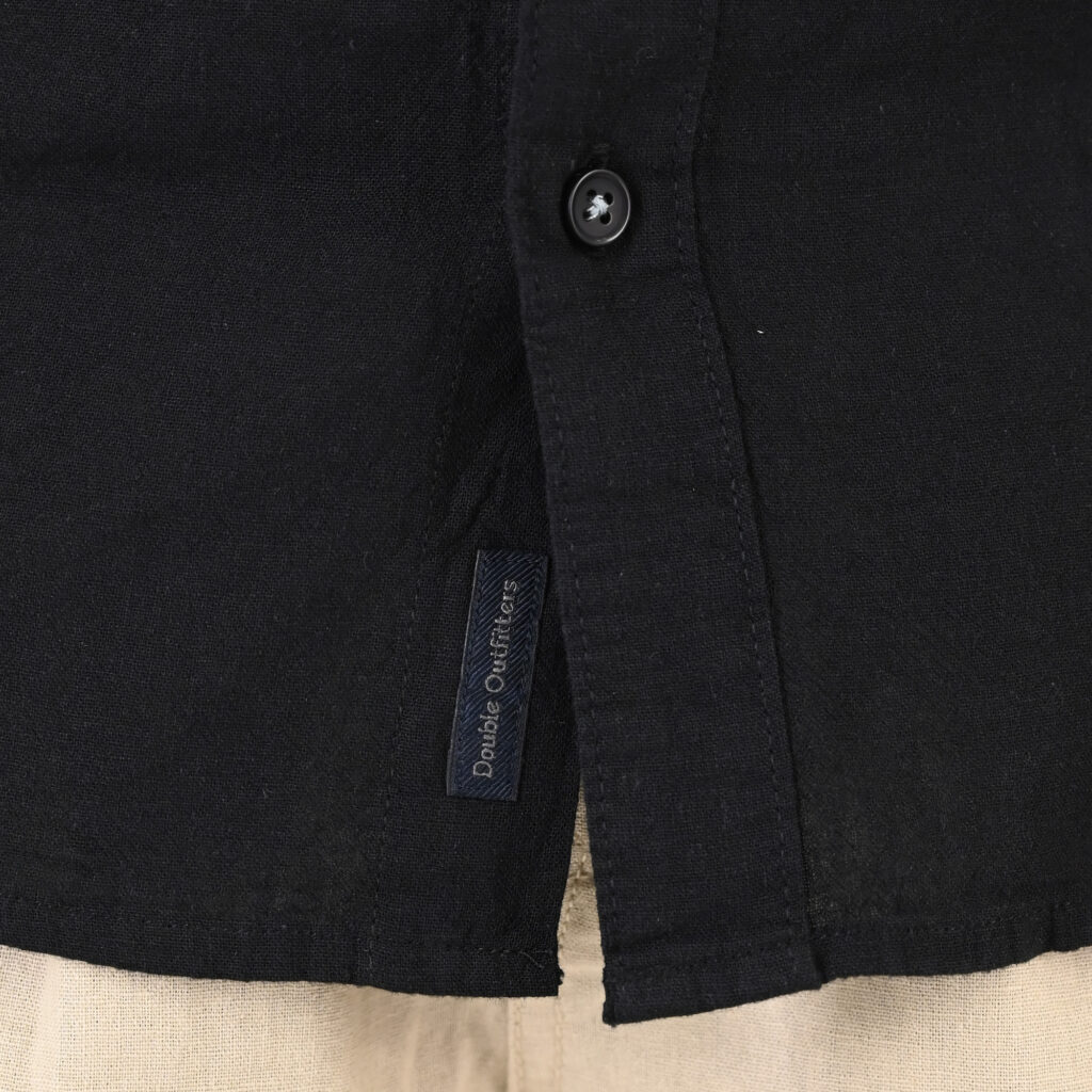 261GS-5194 SHIRT LINEN WITH MAO COLLAR AND SHORT SLEEVES BLACK