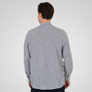 261GS-5195 SHIRT LINEN STRIPED WITH MAO COLLAR AND LONG SLEEVES CC5 BLUE WHITE - Image 4